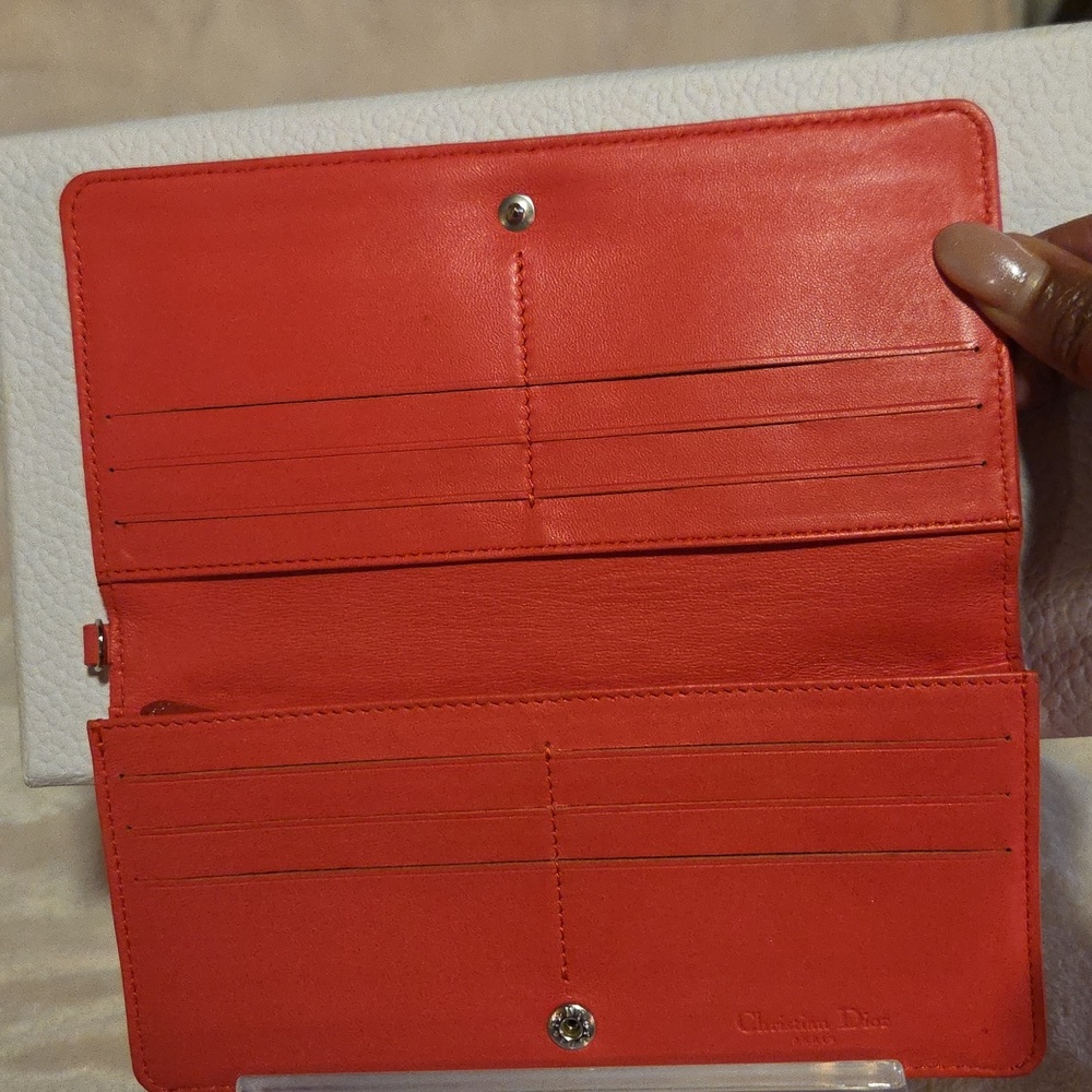 Dior Coral Quilted Wallet - Picture 2 of 9